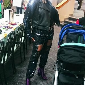 Black rhinestone jeans